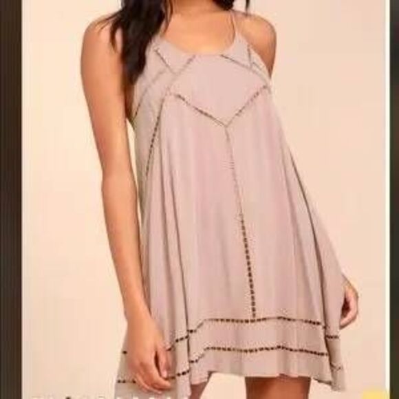 Lulus Sister Moon Mauve Embroidered Swing Dress - Picture 1 of 5